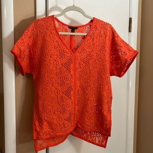 Banana Republic orange crochet knit shirt